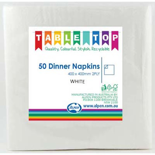 380201 WHITE DINNER 40 X 40CM PACK 50