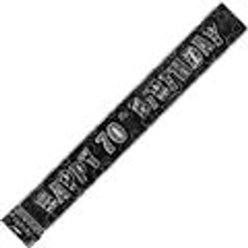 90139 GLITZ BLACK FOIL BANNER 70TH BIRTHDAY