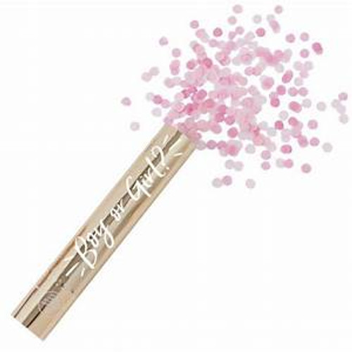 GENDER REVEAL CONFETTI CANNON PINK 30CM