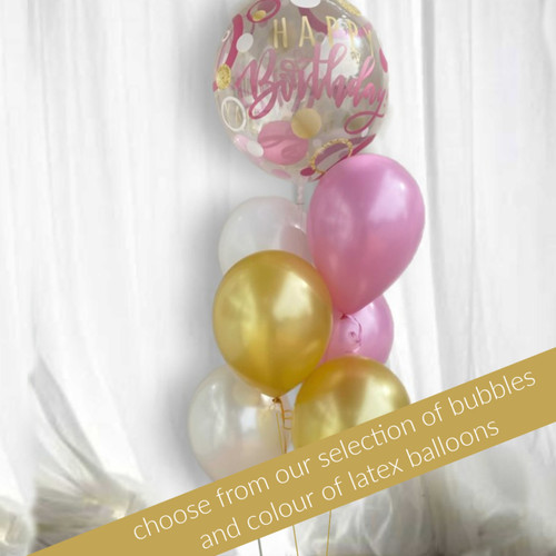 foil with 6 balloons latex with weight ribbon and hi float to last