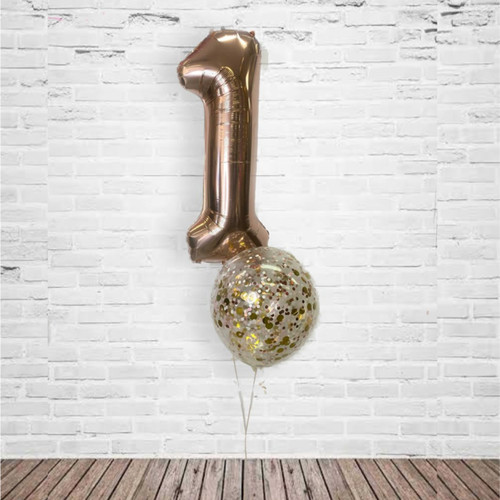 FOIL GIANT NUMBER WITH CONFETTI AND WEIGHT