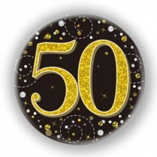 50TH SPARKLING FIZZ BLACK & GOLD BADGE 75MM