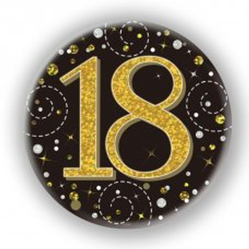 18TH SPARKLING FIZZ BLACK & GOLD BADGE 75MM