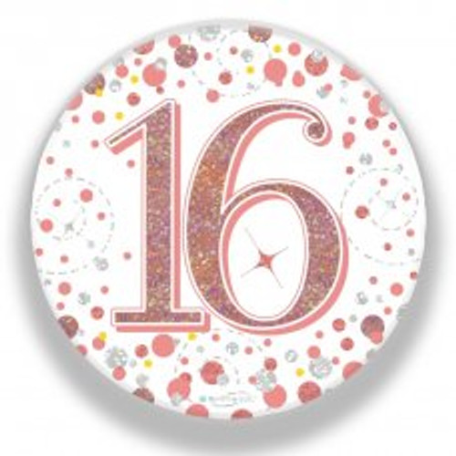 16TH SPARKLING FIZZ ROSE GOLD BADGE 75MM