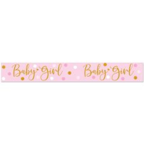 SPARKLING BABY GIRL DOTS BANNER 2.7M