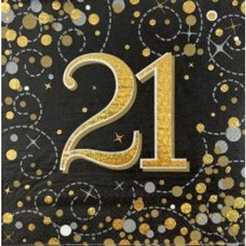 SPARKLING FIZZ BLACK GOLD 21 NAPKINS PACK 16