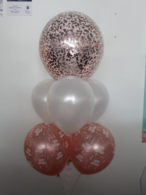 40cm Confetti balloon with 3 plain and 3 printed latex on weight