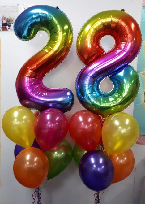 Double Digit Megaloon Bouquet with 6 plain latex on weight
Includes hifloat for longer lasting balloons