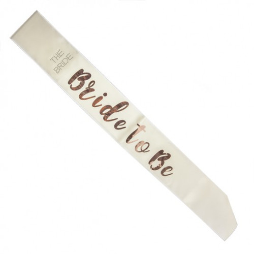 Bride to Be Sash Cream with Rose Gold writing