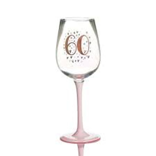 60th Heart Wine Glass