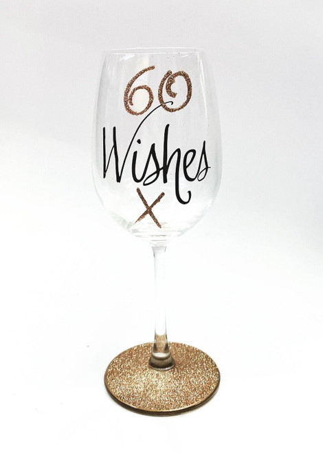 60th Wishes Wine Glass