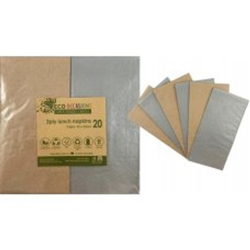 Napkins Lunch 1/8 fold Silver & Kraft P20