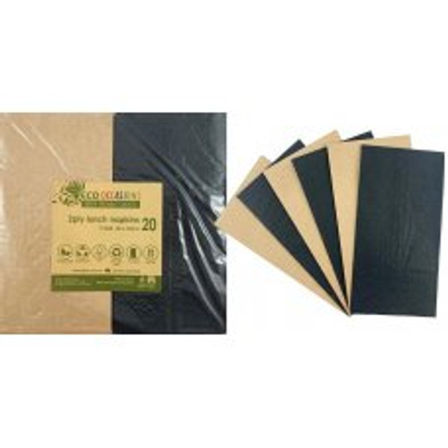 Napkins Lunch 1/8 fold Black & Kraft P20