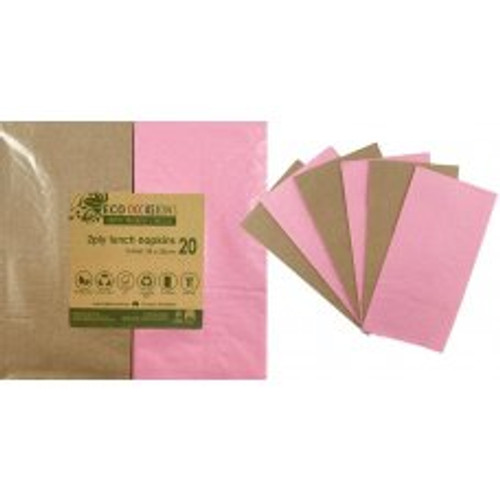 Napkins Lunch 1/8 fold Light Pink & Kraft P20