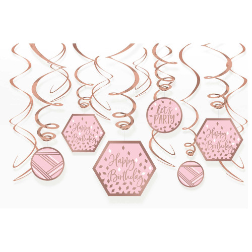 Blush Happy Birthday Swirls P12