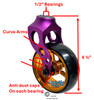 Purple Aluminum Caster Fork Assembly With 5x1.40 Soft Roll Wheels in Gold  Color