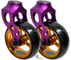 Purple Aluminum Caster Fork Assembly With 4x1.40 Soft Roll Wheels in Gold  Color