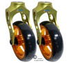 Aluminum Green Caster Fork Assembly With 4x1 Soft Roll Wheel-Gold Rim