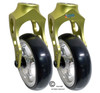 Aluminum Green Caster Fork Assembly With 5x1 Soft Roll Wheel-Silver Rim