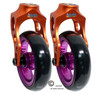 Aluminum Orange Caster Fork Assembly With 5x1 Soft Roll Wheel- Purple  Rim