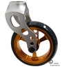 Aluminum Silver Caster Fork Assembly With 5x1 Soft Roll Wheel-Gold Rim