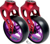 Red Aluminum Caster Fork Assembly With 4x1.40 Soft Roll Wheels in PurpleColor
