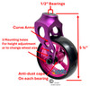 Purple Aluminum Caster Fork Assembly With 4x1.40 Soft Roll Wheels in Pink Color