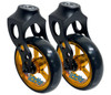 Aluminum Caster Fork Assembly With 4x1 Soft Roll Wheel-Gold Rim