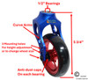 Aluminum Blue Caster Fork Assembly With 4x1 Soft Roll Wheel-Red Rim