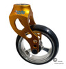Aluminum Gold Caster Fork Assembly With 5x1 Soft Roll Wheel-Silver Rim