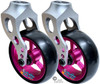 Silver Aluminum Caster Fork Assembly With 5x1.40 Soft Roll Wheels in Pink Color