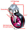 Silver Aluminum Caster Fork Assembly With 5x1.40 Soft Roll Wheels in Pink Color