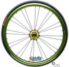 Shivoxx 24"x1" (540) Wheels with Primo Passage Tires. Green Pushrim, Aluminum/Carbon Hub and 1/2" Bearings