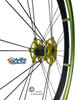 Shivoxx 24"x1" (540) Wheels with Primo Passage Tires. Green Pushrim, Aluminum/Carbon Hub and 1/2" Bearings