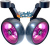 Single Sided Aluminum Caster Fork (Black) Assembly With 4"x1.40" Pink Wheel. Set of 2