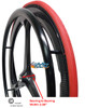 SHIVOLIT 24" x 1" (540m) 3 Spoke Carbon Wheel With Red Primo Air-Pneumatic Tire and Aluminum Pushrim. Set of 2