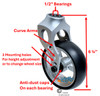 Silver Aluminum Caster Fork Assembly With 5x1.40 Soft Roll Wheels in Silver Color