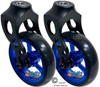 Aluminum Caster Fork Assembly With 5x1 Soft Roll Wheel-Blue Rim