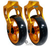 Aluminum Gold Caster Fork Assembly With 4x1 Soft Roll Wheel-Gold Rim