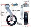 Single Sided Aluminum Caster Fork (Silver) Assembly With 5"x1.40" Black Wheel. Set of 2