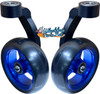 Single Sided Aluminum Caster Fork (Black) Assembly With 4"x1.40" Blue Wheel. Set of 2