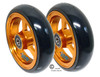 SHIVOSPYN 5" X 1" Aluminum 3 Spoke Wheel, Gold Rim / Soft Urethane Tire with 5/16" bearings.