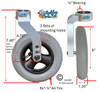 Single Sided Aluminum Caster Fork (Silver) Assembly With 6"x1 1/4" Pneumatic Tire & Tube. Set of 2