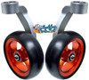 Single Sided Aluminum Caster Fork (Silver) Assembly With 5"x1" Orange Wheel. Set of 2