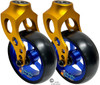 Gold Aluminum Caster Fork Assembly With 4x1.40 Soft Roll Wheels in Blue Color