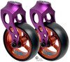 Purple Aluminum Caster Fork Assembly With 4x1.40 Soft Roll Wheels in Orange Color