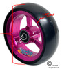 SHIVOSPYN 5" X 1.4" Aluminum 3 Spoke Wheel, Pink Rim / Soft Urethane Tire with 5/16" bearings.