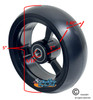 SHIVOSPYN 5" X 1.4" Aluminum 3 Spoke Wheel, Black Rim / Soft Urethane Tire with 5/16" bearings.