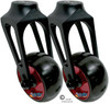 Aluminum Caster Fork (Black Color) 3" x 1.40" Assembly With Red, 3 Spoke Wheel. Set of 2.