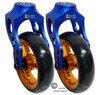 Aluminum Blue Caster Fork Assembly With 4x1 Soft Roll Wheel-Gold Rim